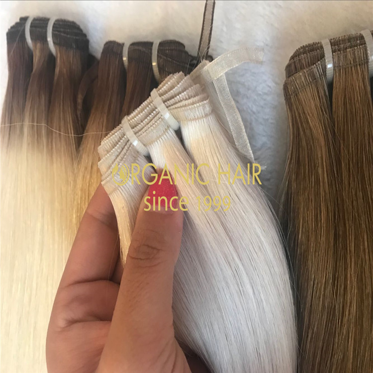 double drawn human hair flat weft to order：ombre and highlighted  H121